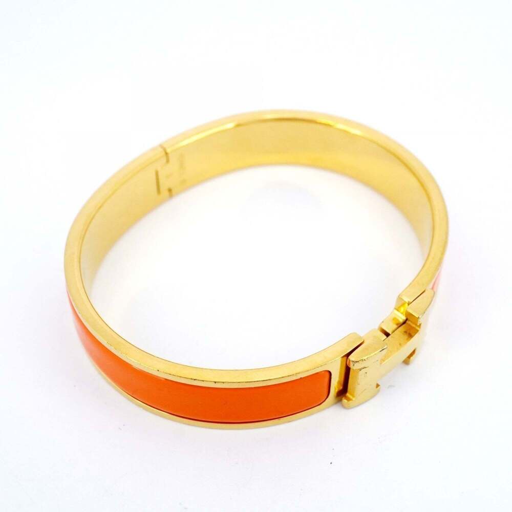 Hermes Click-Clack PM Bangle, GP Plated Gold, Orange, Women's - Picture 2 of 8